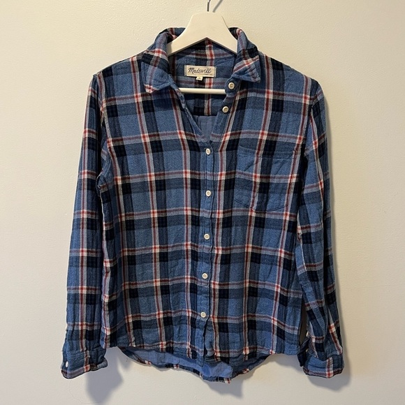 Madewell Blue Plaid Flannel - Picture 2 of 10